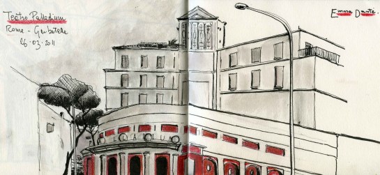 Disegno del Teatro Palladium realizzato da Emma Dante